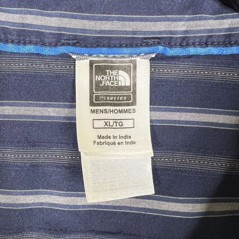 The North Face Shirt Mens XL Blue Striped Button Up Long Sleeve Outdoor Cotton‎
